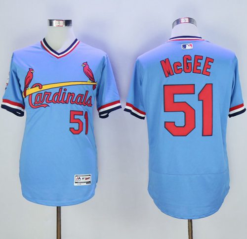 Cardinals #51 Willie McGee Light Blue Flexbase Authentic Collection Cooperstown Stitched MLB Jersey